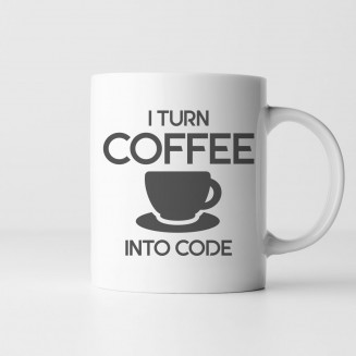 I turn coffee into code - Feliratos bögre