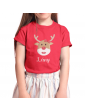 Póló rénszarvassal - lány - Feliratos gyerekpóló