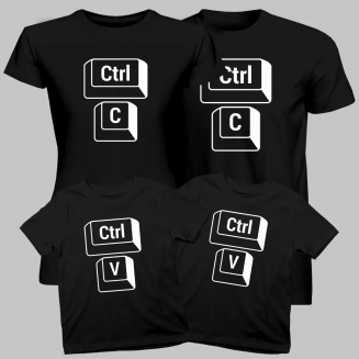 Családi szett - Ctrl+C/Ctrl+V - nyomattal ellátott body pólók