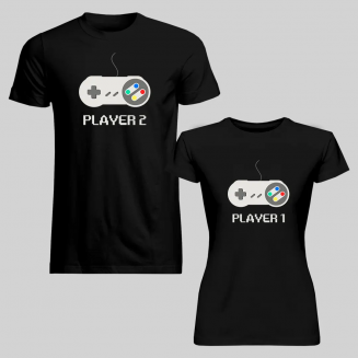 Szett pároknak - Player 1 (női) Player 2 (férfi)  - nyomattal ellátott body pólók