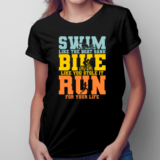 Triathlon - swim, bike, run - Női póló felirattal